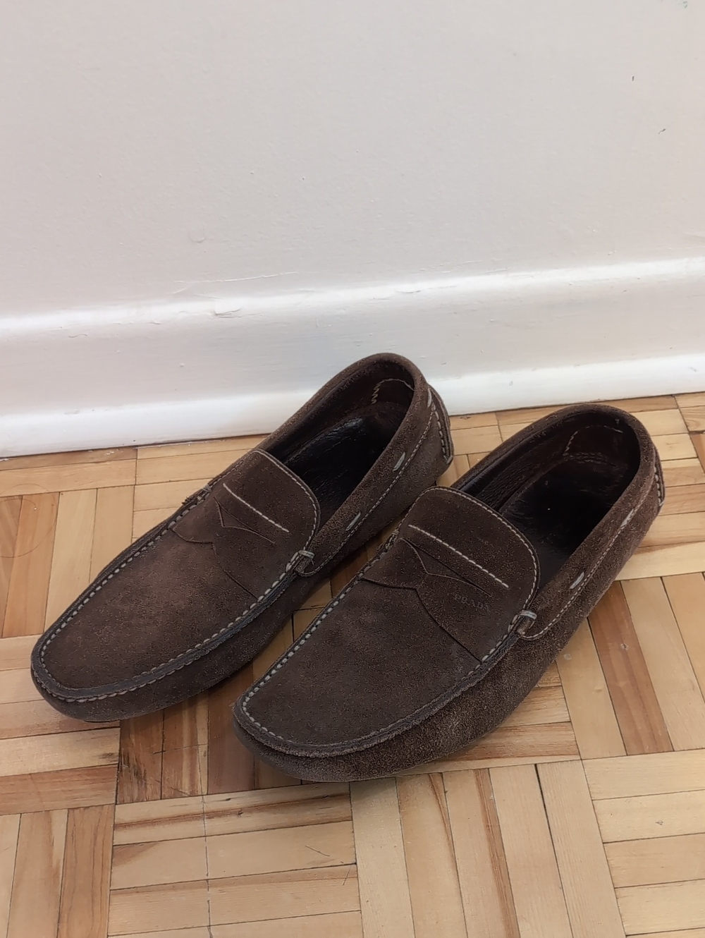 Prada Brown Suede Loafers Size 9.5